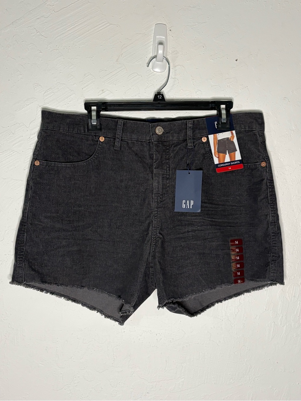 NWT Gap Women's Size 14 Corduroy Shorts Silver Bells Gray Raw Hem 4.5”